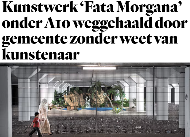 Gemeente laat Fata Morgana verdwijnen parool.nl/amsterdam/kuns…
en zegt de kunstenaar helemaal niets.. 🤨 #Amsterdam #020west