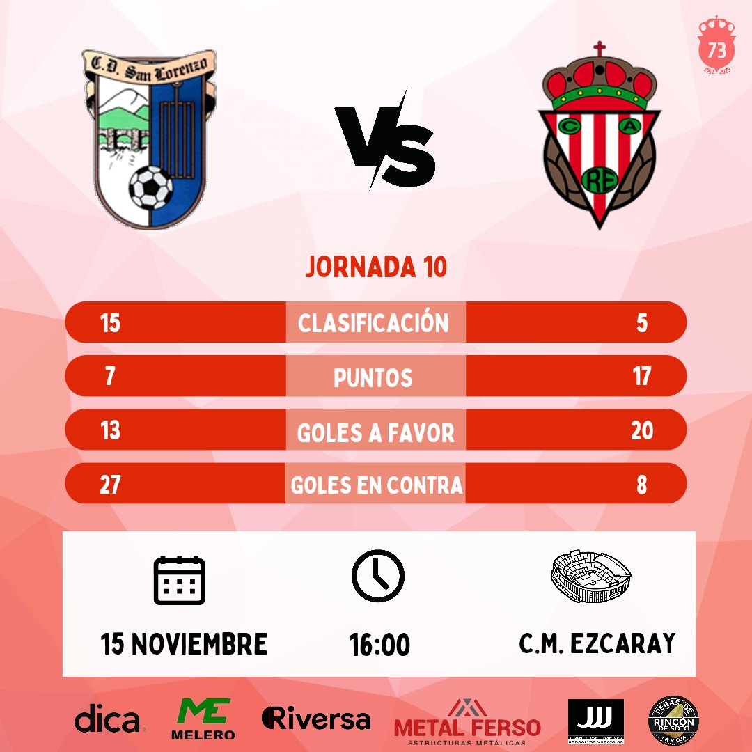 ➡️ 𝗣𝗥𝗢𝗫𝗜𝗠𝗢 𝗣𝗔𝗥𝗧𝗜𝗗𝗢 | 

📝 Jornada 10
🆚 C.D. San Lorenzo
🏟️ C.M. Ezcaray
📆 Sábado 15 de Noviembre
⏰ 16:00h

#aupariver⚪️🔴⚪️🔴⚽️💪🏼 #contigosomosdoce
