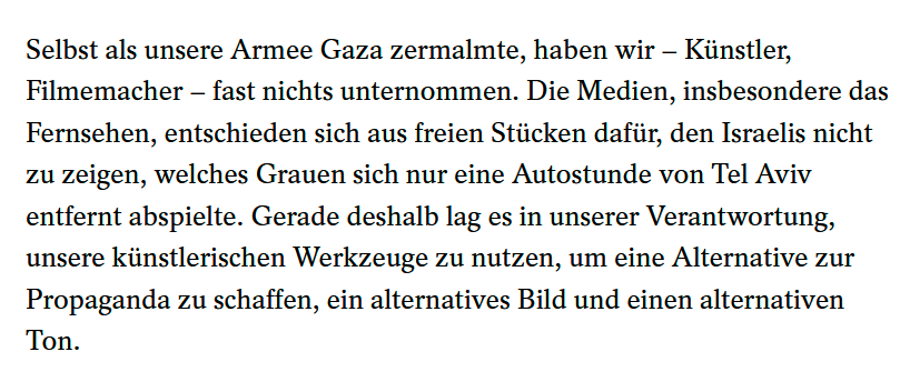 Mich würde ja sehr die Meinung von Igor Levit zu diesem Kommentar des israelischen Regisseurs Nadav Lapid interessieren (bin mir aber zu 99% sicher, dass Levit es vorzieht, auch weiterhin zum Vorgehen Israels in Gaza zu schweigen)
