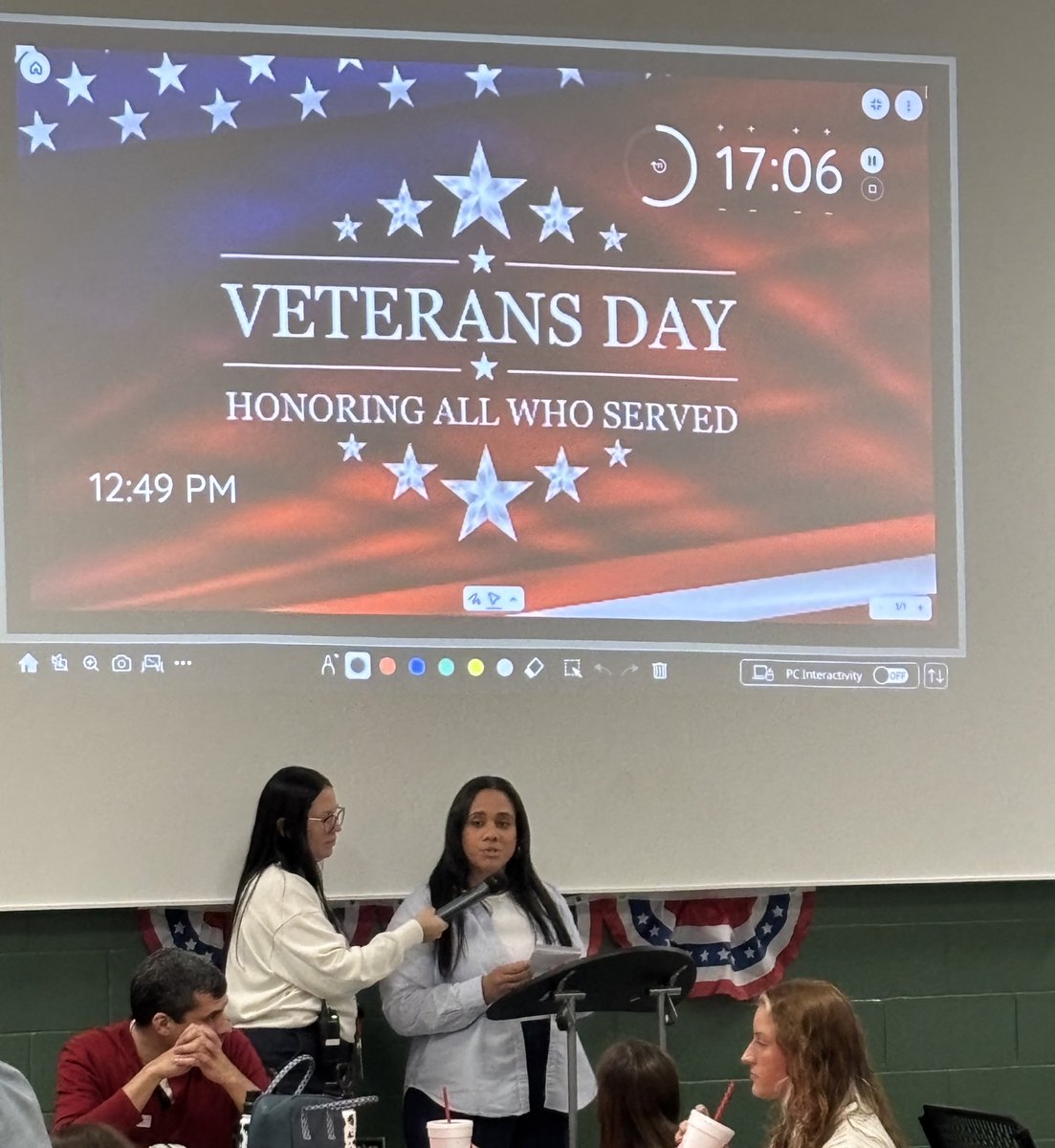 Mrs. Mendez giving a speech to honor our Veterans! #CometPride