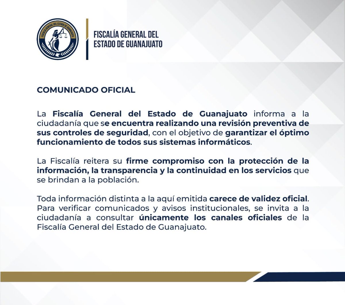ivillasenor's tweet photo. ⛔ | Grave riesgo por ransomware en Guanajuato

La @FGEGUANAJUATO confirmó «revisión preventiva», que sabemos que es un eufemismo sobre lo que realmente ocurre. Desde el pasado viernes se reportó el colapso de los sistemas de la Fiscalía, hoy ya hay pruebas de que hubo un compromiso de datos.

Lo peor es que el grupo delincuencial Tekir APT, que afirma haber encriptado 250 GB de información, señala que no solo la Fiscalía fue comprometida, pues habla de todos los subdominios del estado.