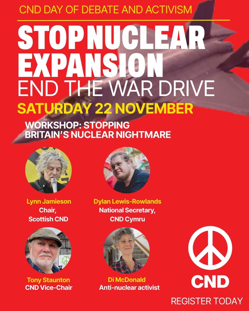 📢 Workshop: Stopping Britain's nuclear nightmare

From Faslane to Devonport, Britain's nuclear nightmare is spread across Britain. This workshop at CND's conference will hear from leading anti-nuclear activists on how we reverse the tide.

Register: cnduk.org/events/no-to-w…
