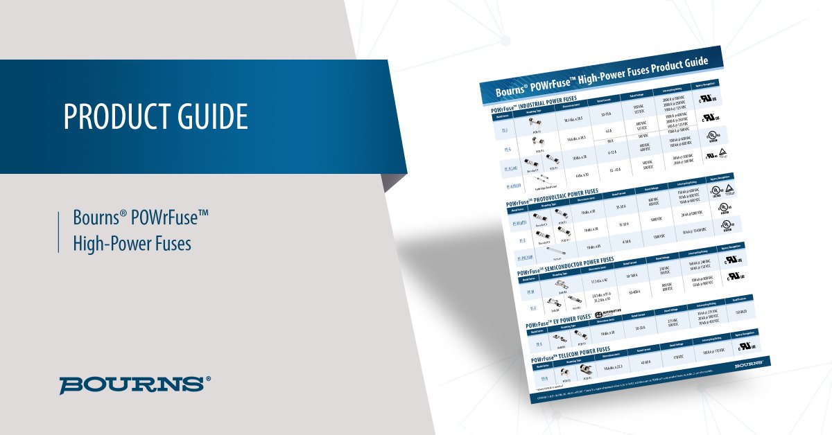 Bourns's tweet image. High interrupting rating needed? Bourns® POWrFuse™ High-Power Fuses deliver! Check out our product guide: bourns.co/4hU9IAF 
#Fuses #CircuitProtection #Bourns