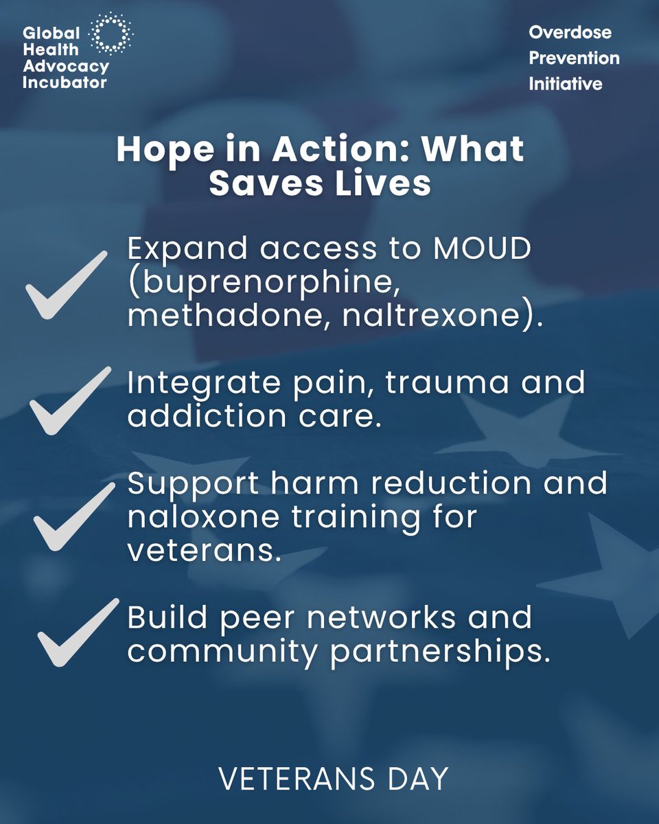 ActionForOD's tweet image. This #VeteransDay, we honor those who served and remember too many still fighting at home.
&amp;gt;Overdose deaths among veterans rose 53% since 2010; 93% involve #opioids.
&amp;gt;Homeless vets face 10× higher risk.
No one who served should be lost to a preventable overdose. #EndOverdose