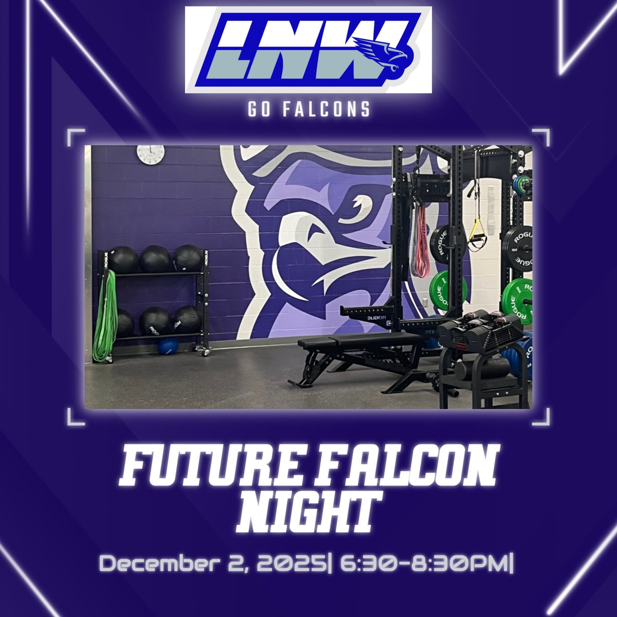 LNWSoftball's tweet photo. 🚨FUTURE FALCON NIGHT🚨

We are excited to welcome all our Future Falcons on December 2nd from 6:30-8:30 at Lincoln Northwest High School‼️

Come tour the building, meet coaches, and interact with current Student-Participants to learn why LNW is a PERFECT fit for you‼️
#GoFalcons https://t.co/dYvE5RAI6k