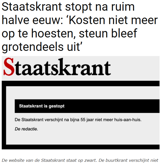 Doodzonde als de Staatskrant verdwijnt! #Amsterdam #020west
Wij stellen vanavond vragen om de lokale informatievoorziening op orde te houden