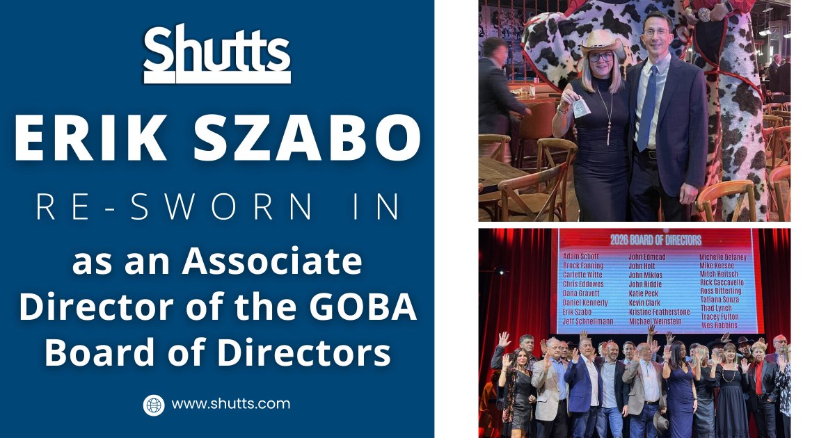 #Shutts &amp; Bowen LLP is pleased to announce that Erik Szabo was recently re-sworn in as an Associate Director of the Greater Orlando Builders Association (GOBA) Board of Directors.

shutts.com/news-Erik-Szab…