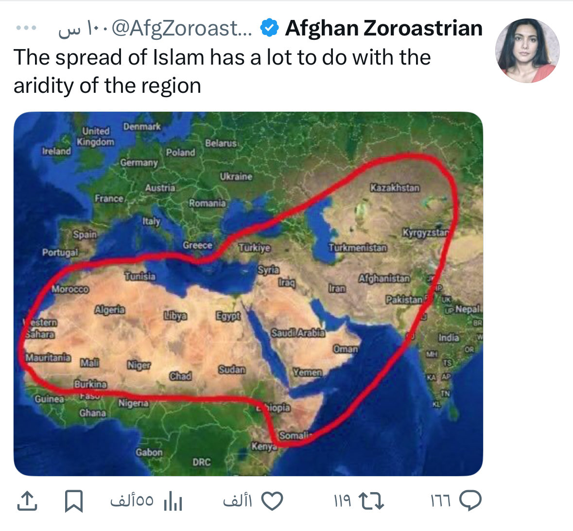 <a href="/AfgZoroastrian/">Afghan Zoroastrian</a> This very region you circled is where all Abrahamic religions 
" Judaism, Christianity, and Islam" were born.
It’s also the cradle of the world’s earliest civilizations "Sumerian, Babylonian, Egyptian, Persian, and Arabian".
In short, this area is the Old World itself, the