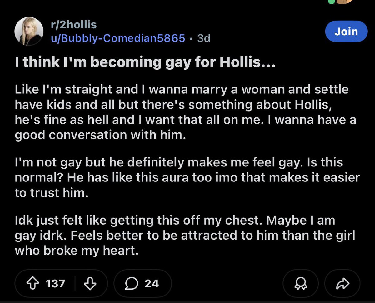 HOLLIS REDDIT CRACKS ME UP CAUSE WDYM “i want that all on me” LMFAOO