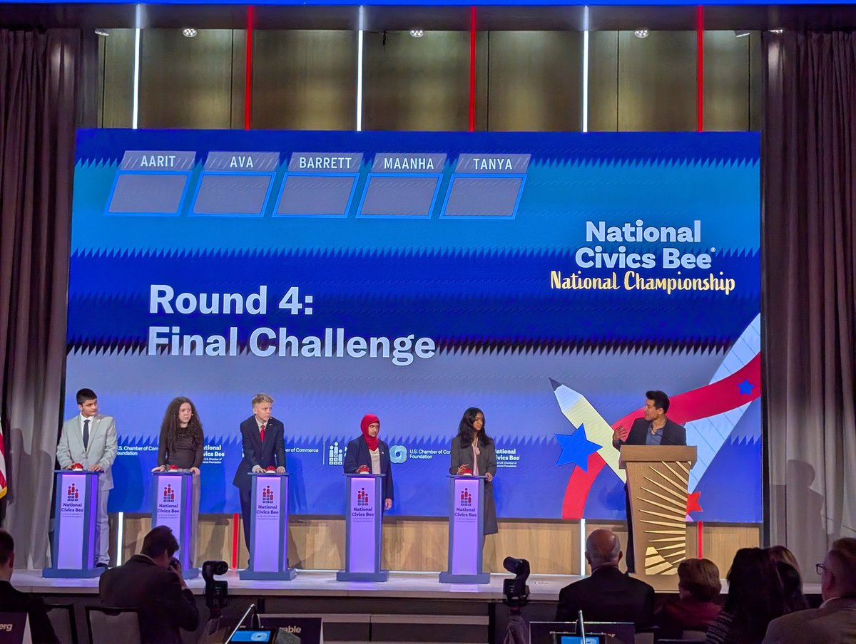 National Civics Bee Championship. One of the best days of the year!

100k Bill Daniels Civics Award on the line. Tension is high. 

And yes that's Mario Lopez!

<a href="/civictrust/">The Civic Trust</a> <a href="/USCCFoundation/">U.S. Chamber of Commerce Foundation</a> <a href="/Daniels_Fund/">Daniels Fund</a>