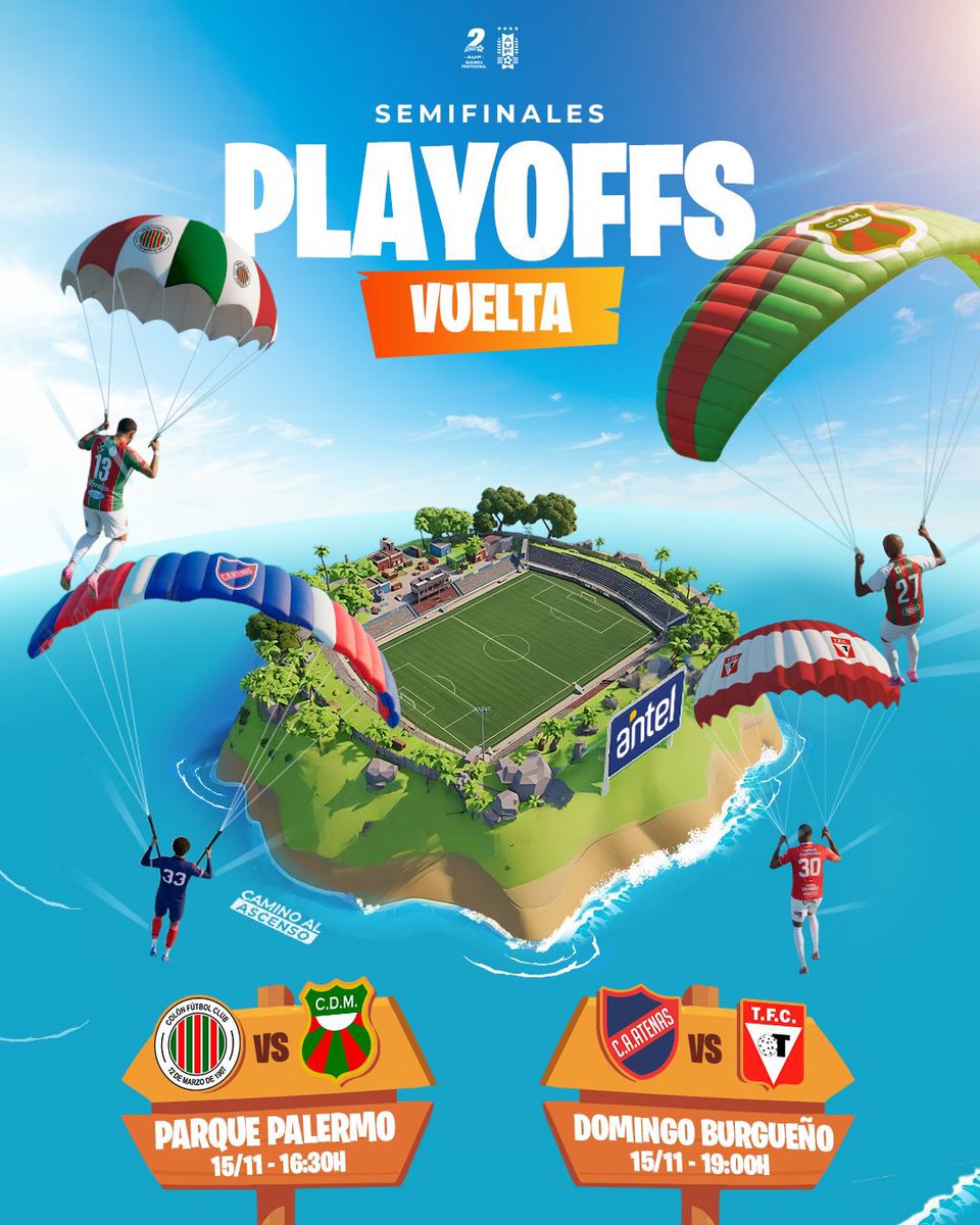 SegundaAUF's tweet photo. 🪂 𝐕𝐨𝐥𝐯𝐞𝐦𝐨𝐬 𝐚 𝐥𝐚 𝐛𝐚𝐭𝐚𝐥𝐥𝐚

Se juega la vuelta de semifinales por el tercer ascenso. ¿Quiénes aterrizarán en la gran final?

#CaminoAlAscenso https://t.co/4YuupwT5cH