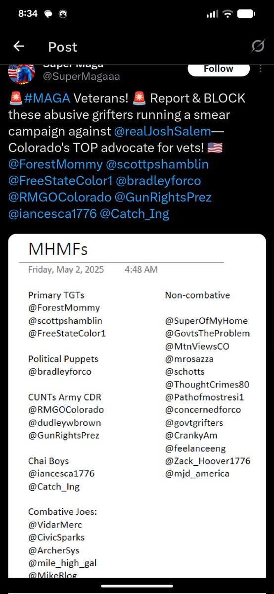 <a href="/strawhatguy/">Matthew Curry</a> A man named Josh Salem has been harassing me and a few others for months on end.  Kept getting worse and worse.  Turned into him sending threatening messages last week and I had to get cops involved and he's been posting hit lists every day.