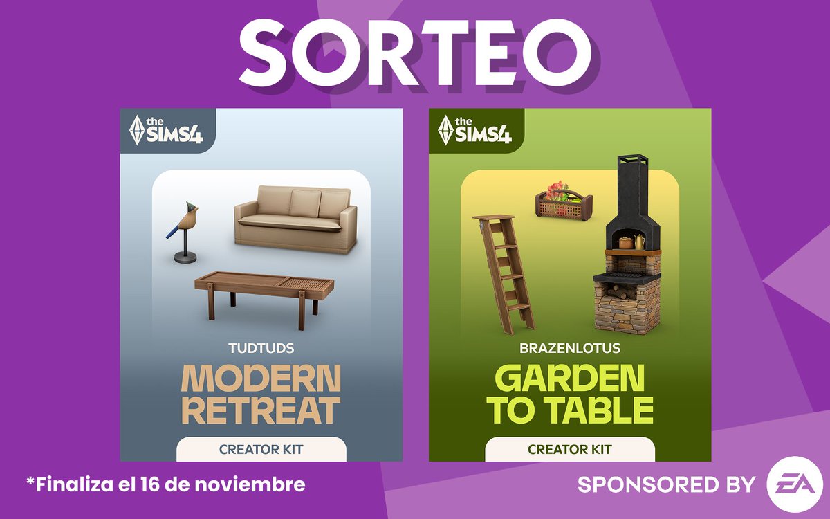 MickeSims's tweet image. 🎁¡SORTEO EXPRESS!🎁

Estoy sorteando 2 códigos (PC/EA App) de los nuevos kit de Los Sims 4! Mil gracias a #EACreatorNetwork💜

Para participar:
👉Seguir a @MickeSims y a @LosSimsES
👉Dar Like y RT
👉Sígueme en youtube.com/c/MickeSims

⏳Finaliza el 16 de noviembre⏳