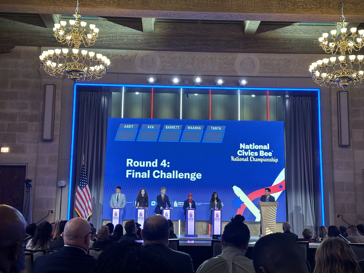 KyChamberFdn's tweet photo. National Civics Bee Kentucky State Champion Ava Bogard has made the top 5! 
Watch her compete in the final round now: https://t.co/mVvt6jbHXs https://t.co/lb82diA44b
