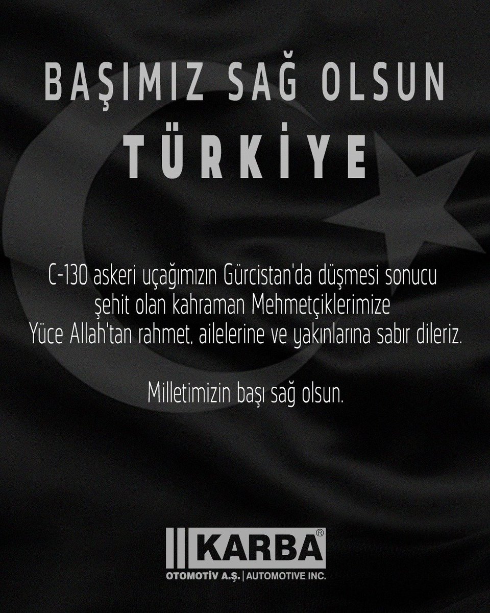 C-130 askeri uçağımızın Gürcistan'da düşmesi sonucu şehit olan kahraman Mehmetçiklerimize Yüce Allah'tan rahmet, ailelerine ve yakınlarına sabır dileriz.

Acımız büyük. Aziz milletimizin başı sağ olsun. 🇹🇷