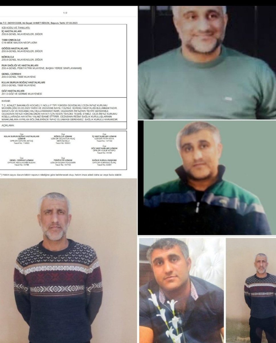 "Kanser hastası olan eşim Ahmet Dizlek neden tahliye edilmiyor? Sessiz kaldığınız her gün eşime ve bize yaptığınız en büyük zulümdür." 

<a href="/ADLITIPKURUMU/">Adli Tıp Kurumu</a> 
TutsakHastalara Özgürlük