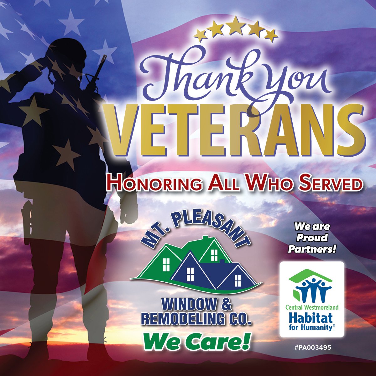 MPW_Remodeling's tweet photo. 🇺🇸 Honoring Our Veterans 🇺🇸

Today and every day, we take time to honor the brave men and women who have served our country. Y
From all of us at Mt. Pleasant Window &amp; Remodeling Co., thank you to all who have served and continue to serve. We are deeply grateful. 

#VeteransDay https://t.co/ZHkRxiHGRj
