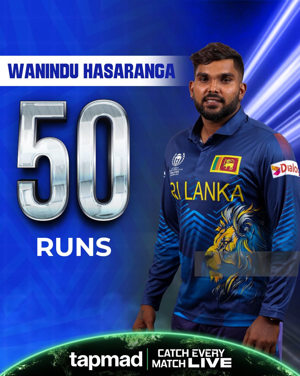 tapmadtv's tweet photo. A classy 50 from Wanindu Hasaranga!✨
Holding the innings together when Sri Lanka needed it most 👏

Watch the match live in HD and without ads only on tapmad!

#Hasaranga #SLvPAK #CatchEveryMatch #DontStopStreaming #tapmad https://t.co/E3qWyOfEfl