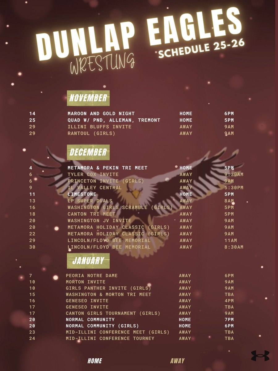 2025-26 Wrestling Schedule!  Go Eagles!