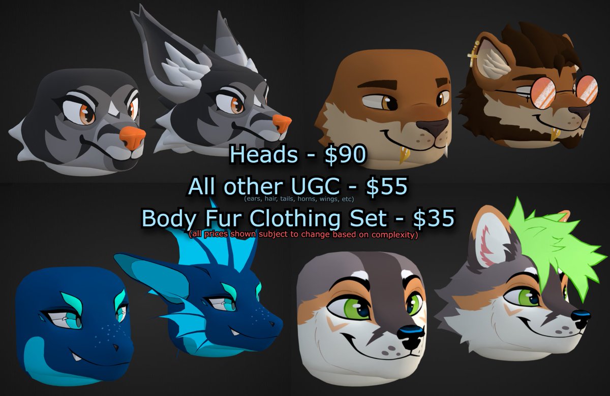 HYENACOMPANY's tweet image. taking a few ugc slots.... LET ME MAKE YOUR FURSONA GRRRR🦈🦈🦈

form submission in comments (open for the next 6h) ⬇️
#roblox #robloxdev #robloxugc