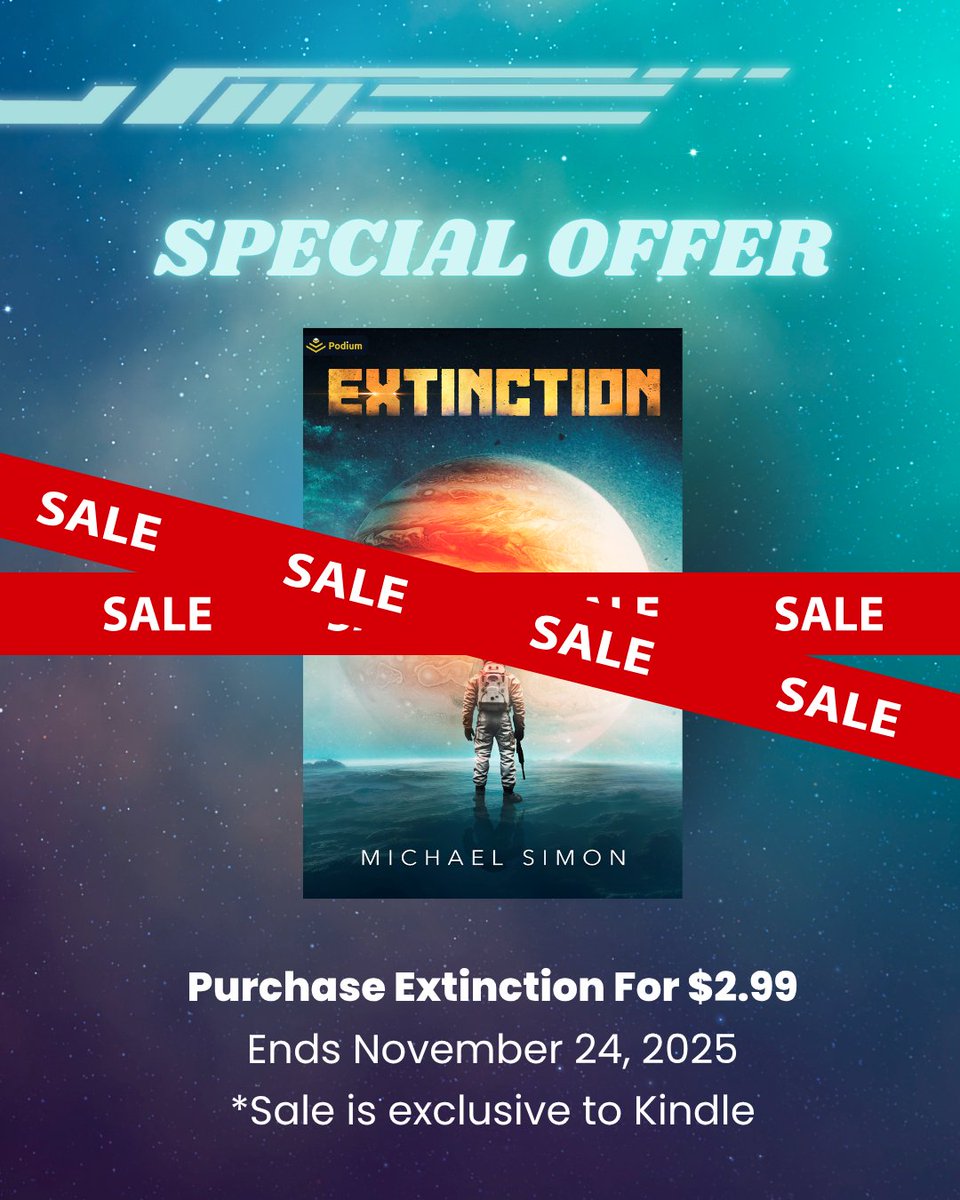 #ICYMI Extinction is available on <a href="/Kindle/">Polaris Kindle</a> for just $2.99 until November 24! 

With its sequel, #Emergence coming this December, there's never been a better time to dive into Ryan's story. 🚀🦠

#Sale #SciFi @StormLiterary@Podium_ent