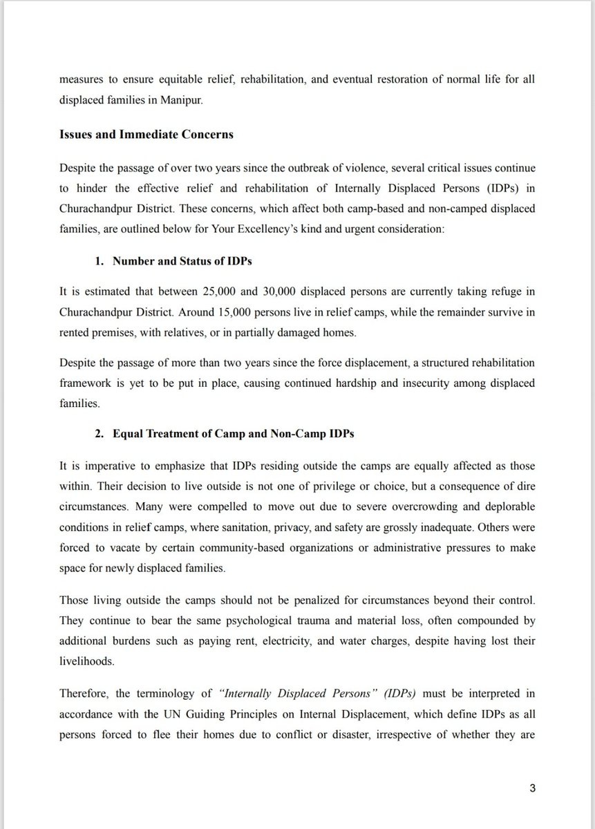 Sumkawn's tweet photo. The Internally Displaced Persons of Churachandpur, comprising different tribes, submitted a joint memorandum to the Governor of Manipur, highlighting their grievances and appealing for humanitarian concerns of both camp and non-camp IDPs in Ccpur.
@RajBhavManipur @HMOIndia https://t.co/CRnN2IJzaY