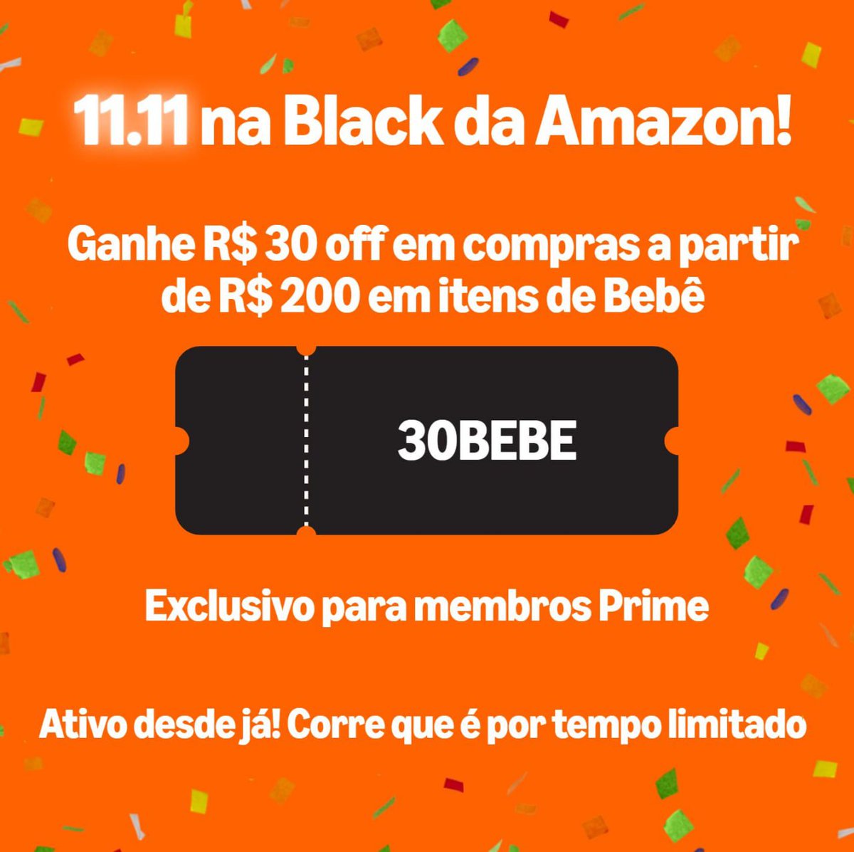 CUPOM AMAZON

Válido em itens vendidos e entregues pela Amazon

  R$30 off em compras a partir de R$200

🎟 30BEBE  

🔗 TESTE AQUI: amzn.to/49e88ap

 Exclusivo para membros prime! 
Ganhe 30 dias de Prime grátis: amzn.to/43YJU0f