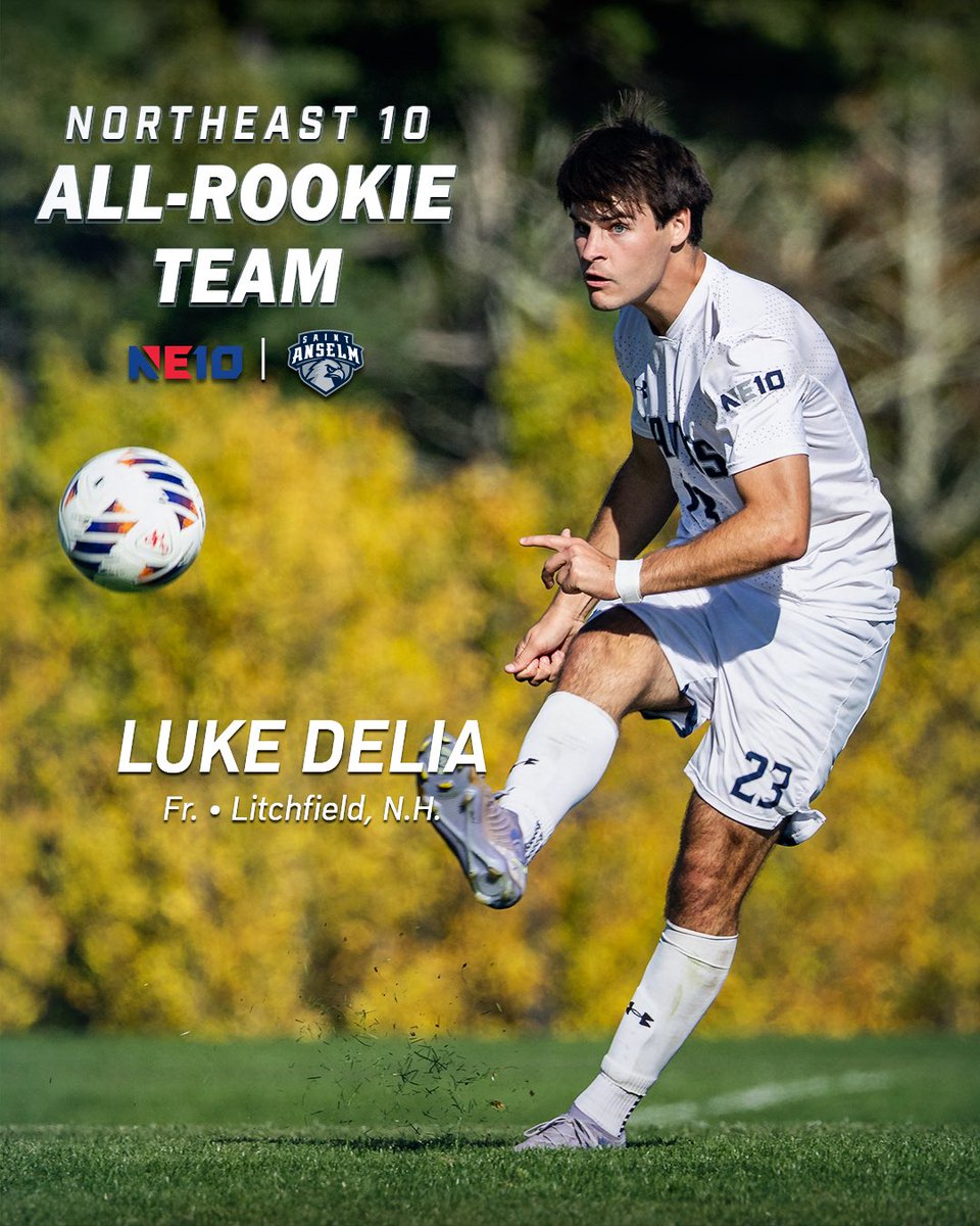 STAHawksMSOC's tweet photo. That’s our Rookie‼️

Freshman Luke Delia claims @TheNortheast10 All-Rookie Team honors, ranking third on the team in points  (6) and goals scored (2) 👏🏆

#HawksSoccer | #NE10EMBRACE https://t.co/aYpfsym3pl