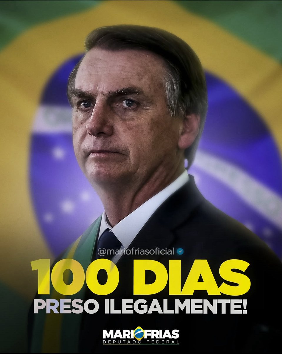 🇬🇧President <a href="/jairbolsonaro/">Jair M. Bolsonaro</a> is 100 days under illegal arrest, forbidden to use any form of communication with his supporters, unable to have visitors (unless the Supreme Court allows on one to one basis) and ineligible to be a CANDIDATE during next year’s presidential elections