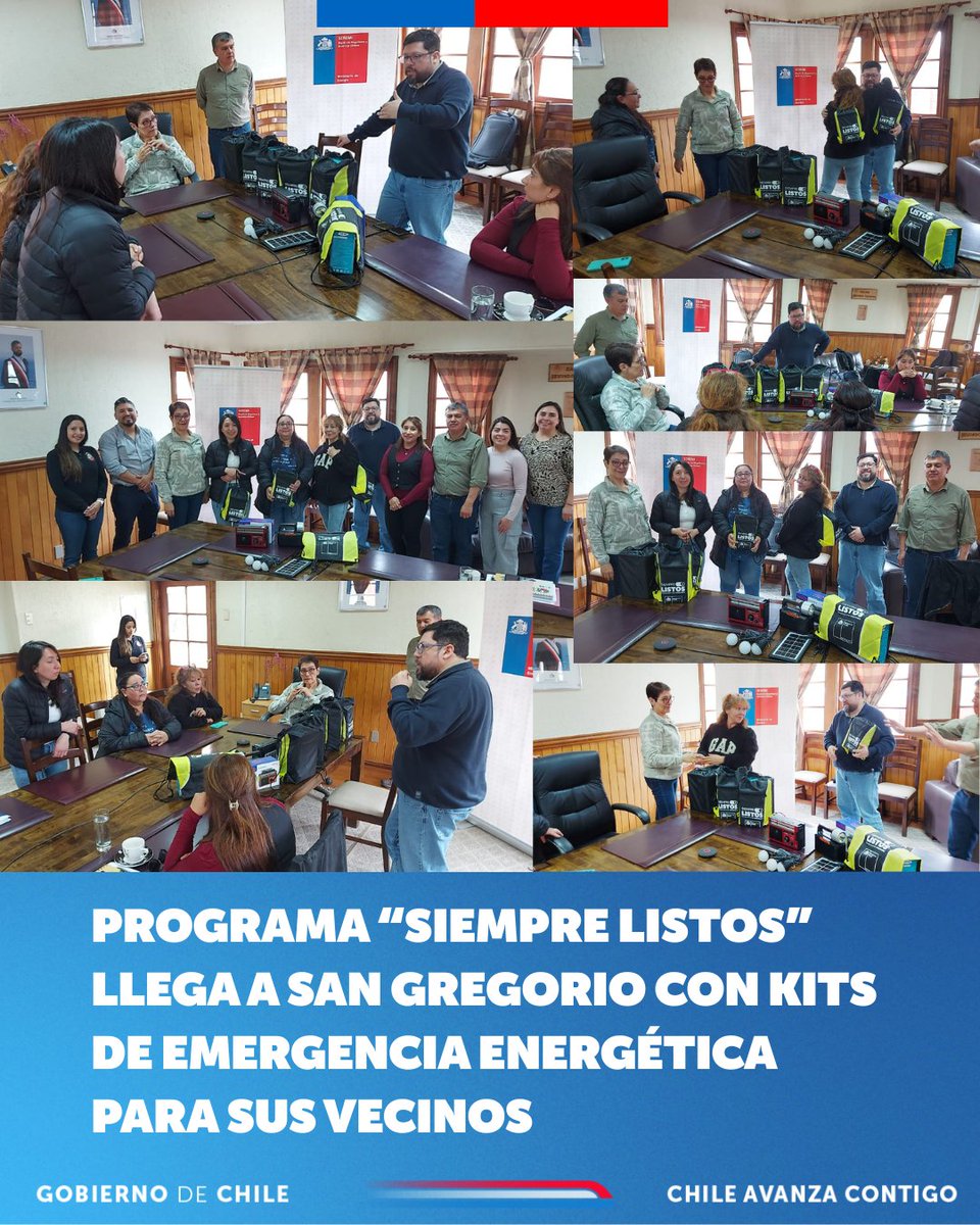 San Gregorio recibió kits de Emergencia Energética “Siempre Listos”, iniciativa del <a href="/MinEnergia/">Ministerio de Energía</a> ✅

Entrega liderada por el Seremi Sergio Cuitiño junto a la alcaldesa Jeannette Andrade, reforzando la preparación comunitaria ante emergencias que afecten energía y conectividad 🔋