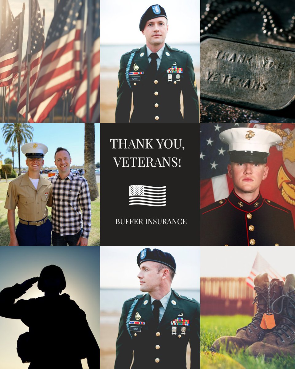 bufferinsurance's tweet photo. Buffer Insurance salutes our nation's veterans - including two on our own team, Sean Turner and Taylor Turner. Thank you for your service and commitment to our country.

#veteransday #betherefortheonesyoulove #bufferinsurance #veteranownedbusiness https://t.co/7wg8xlTfty