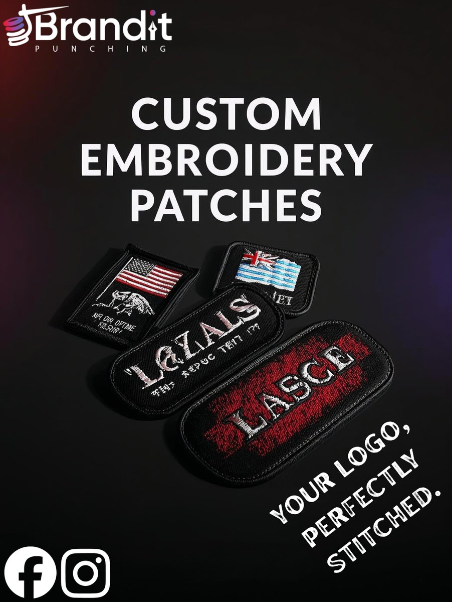 branditpunching's tweet image. Premium Custom Embroidery Patches, crafted with precision.
Back • Sleeve • Chest • Leather Jacket Patches — Digitized for perfection.
Your logo deserves quality.
📞 (571) 765-1958 | 🌐 branditpunching.com
✉️ info@branditpunching.com
#CustomEmbroideryUSA #DigitizingService