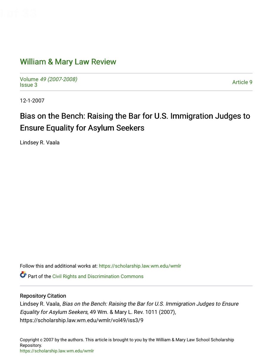 LauraLoomer's tweet photo. RECEIPTS: 

Vaala’s law review article titled “Bias on the Bench: Raising the Bar for U.S. Immigration Judges to Ensure Equality for Asylum Seekers.”

Vaala clearly has a bias in favor of illegal Aliens, further emphasizing her disdain for @StephenM. https://t.co/6AtFbtoNb6