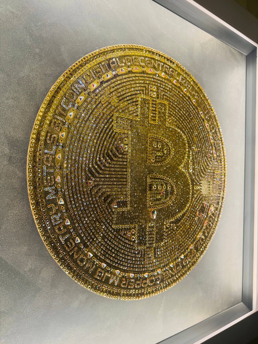Over 3,000 Swarovski crystals unite in this dazzling Bitcoin artwork,  reflecting the decentralized essence of value. 💎 A shimmering artifact  from the Crystal Series by @SequinKay Available now in the @BitcoinConfEUR  Collection.