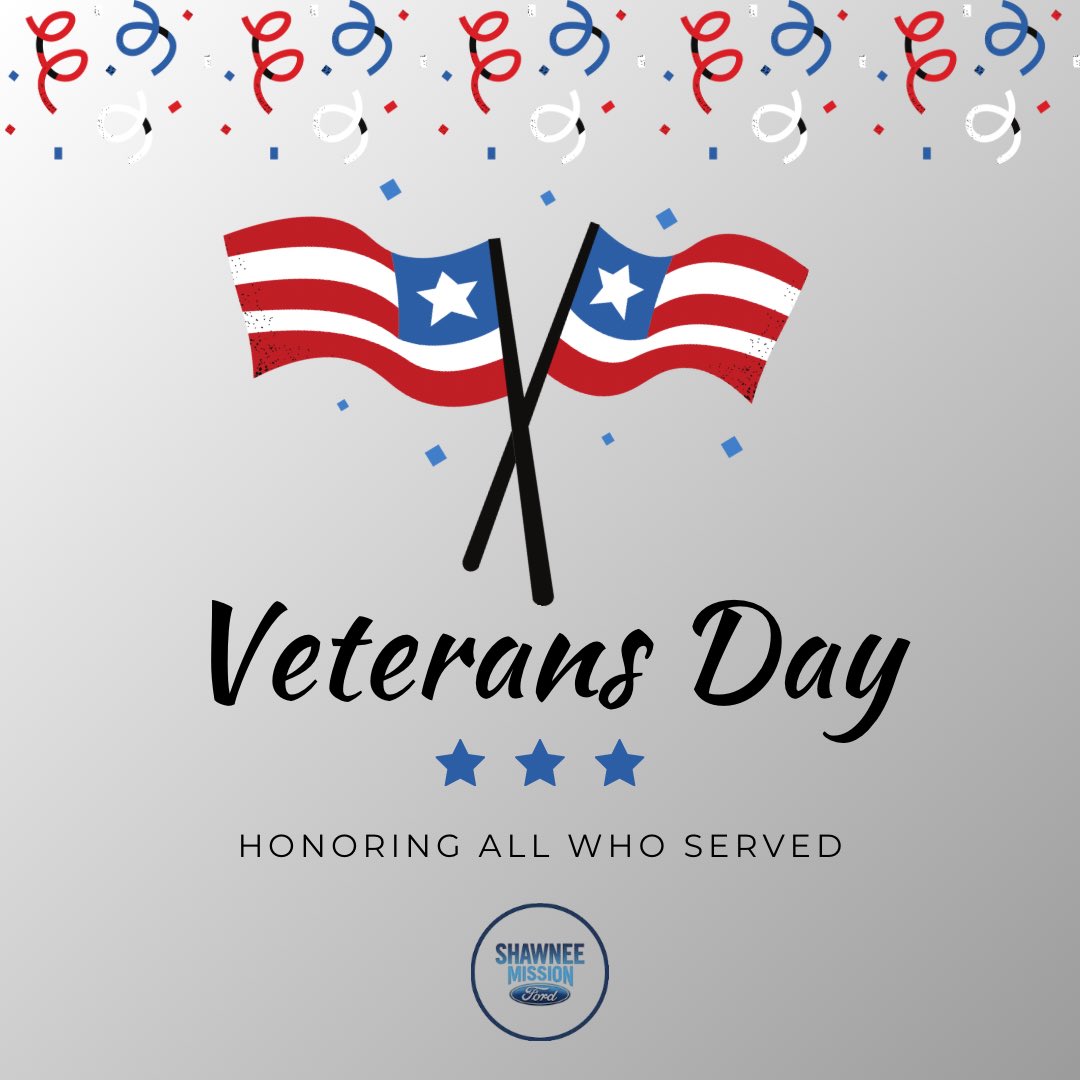 This Veterans Day, we salute the heroes who’ve served and sacrificed for our freedom. We are forever grateful. 🇺🇸❤️🤍💙

#VeteransDay #HonoringAllWhoServed #ThankYouVeterans #ProudToBeAnAmerican #SupportOurTroops #MilitaryStrong #Freedom #shawneemissionford