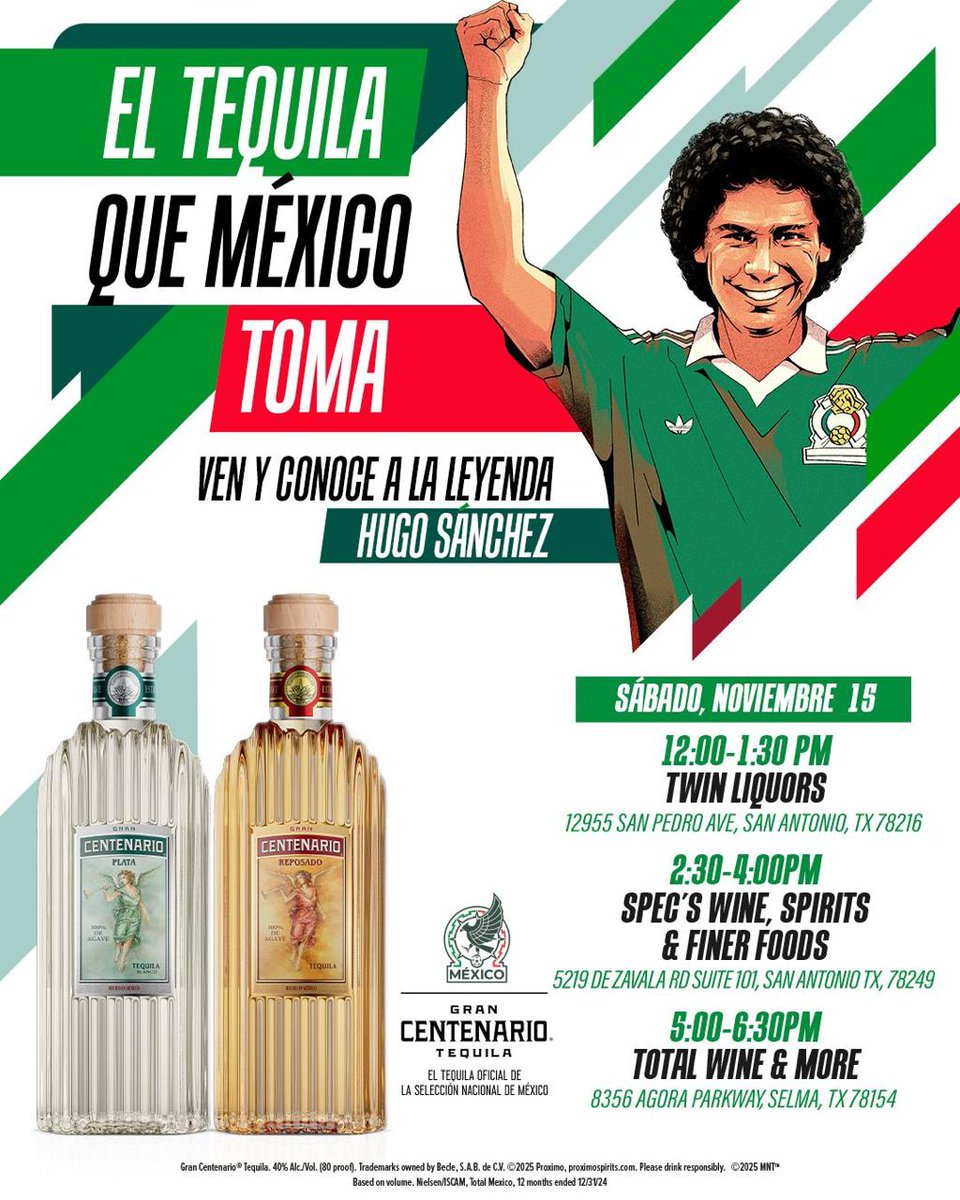 ¡Ahí estaremos en San Antonio con mis amigos de <a href="/GranCentenario/">Gran Centenario Tequila</a>, los esperamos!