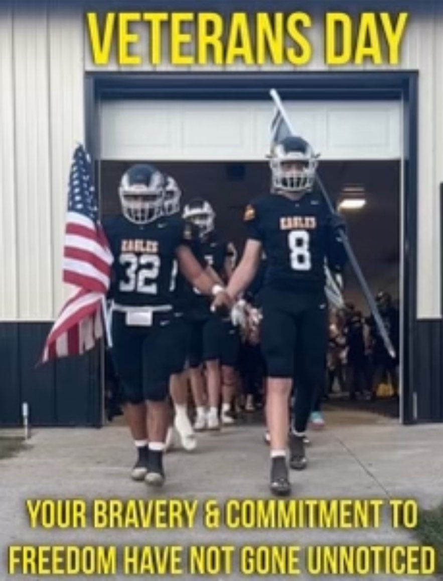 Small town, big heart. The Lawton-Bronson Eagles stand tall for our veterans—past, present, and future. Thank you for protecting our freedom. 🇺🇸🦅 #VeteransDay #FlyEaglesFly