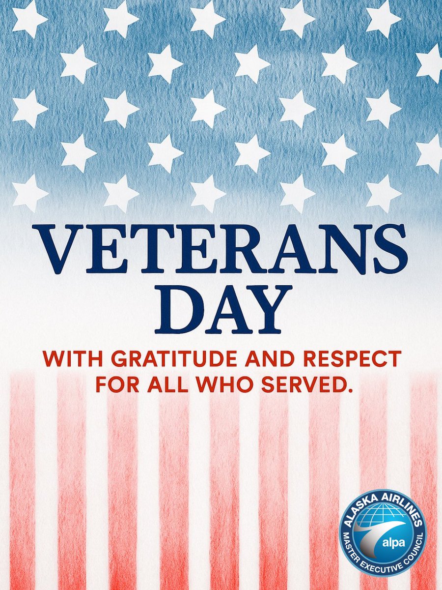 AlaskaPilots's tweet image. Today we pause to recognize the significance of 🇺🇸 Veterans Day and to honor the service and sacrifice of all who have worn the uniform, including many Alaska Airlines pilots. 

#VeteransDay #ThankYouVeterans #ALPAPilots