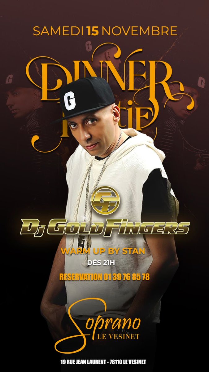 GOLDFINGERSDJ's tweet image. Salut la team Golfi Ce samedi  15 -11
𝐔𝐧𝐞 𝐬𝐨𝐢𝐫é𝐞 𝐞𝐧 𝐨𝐫 🤩 pour le meilleur restaurant festif du 78

Le Samedi 15 Novembre, @djgoldfingersofficiel sera de retour au au Vesinet pour une soirée explosive 🔥

Des sons #Funk, #Soul, #HipHop &amp;amp; #RnB, une ambiance groovy et…