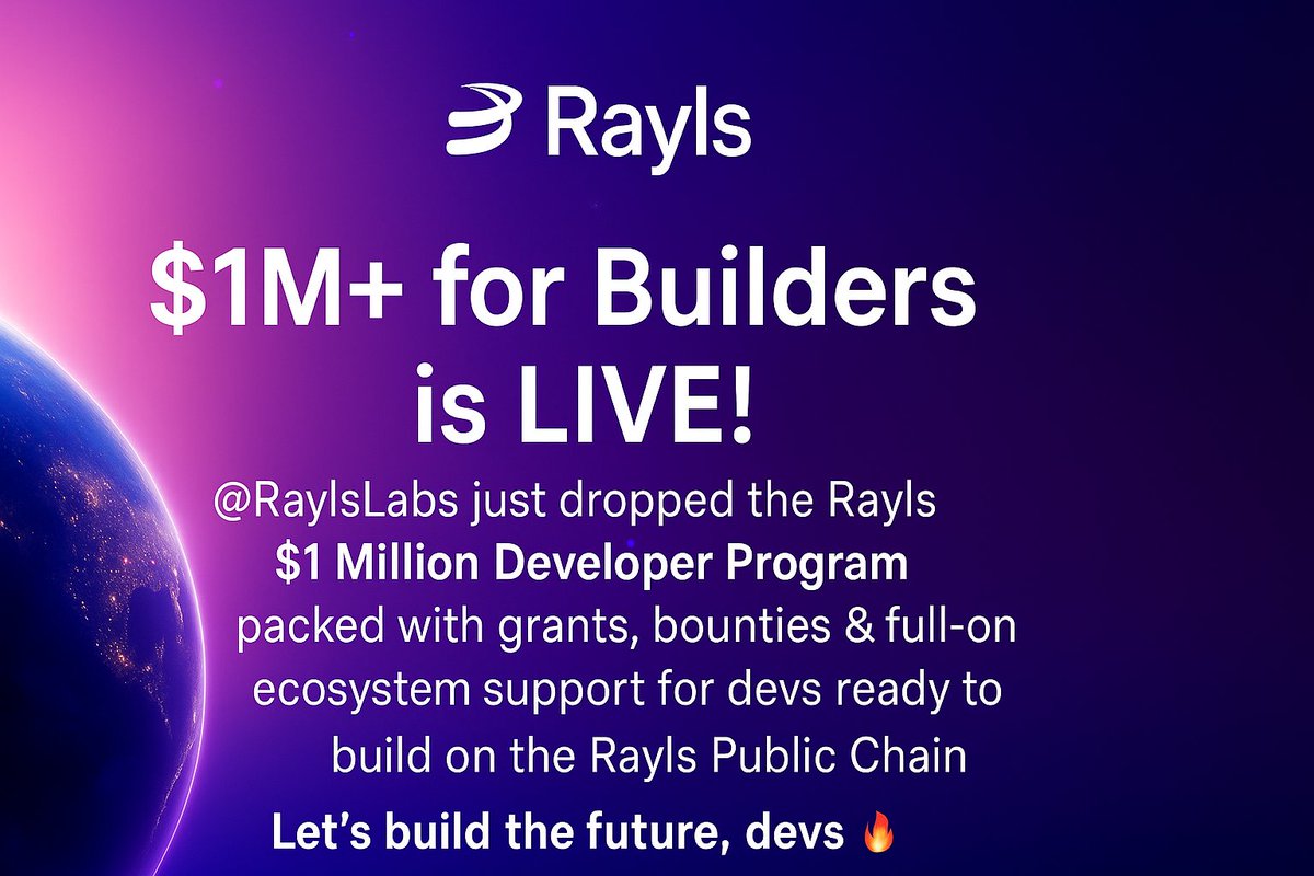 Dropoom's tweet photo. 🚀 $1M+ for Builders is LIVE!

@RaylsLabs 

just dropped the Rayls $1 Million Developer Program — packed with grants, bounties &amp; full-on ecosystem support for devs ready to build on the Rayls Public Chain 💥 https://t.co/Q8dAXcVCRC