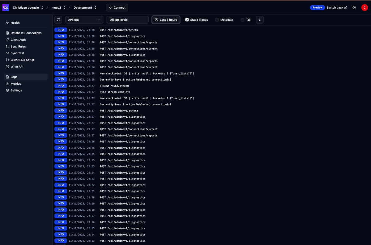 Chriztiaan_dev's tweet image. Over the last 3 months we have been cooking on a new dashboard, iterating on the UX and allowing us to dogfood the PowerSync SDK in our own product. And today we&apos;re launching!
A lot of UI in a very short time.

Techstack: PowerSync SDK, React, Tanstack Query/Router, Shadcn