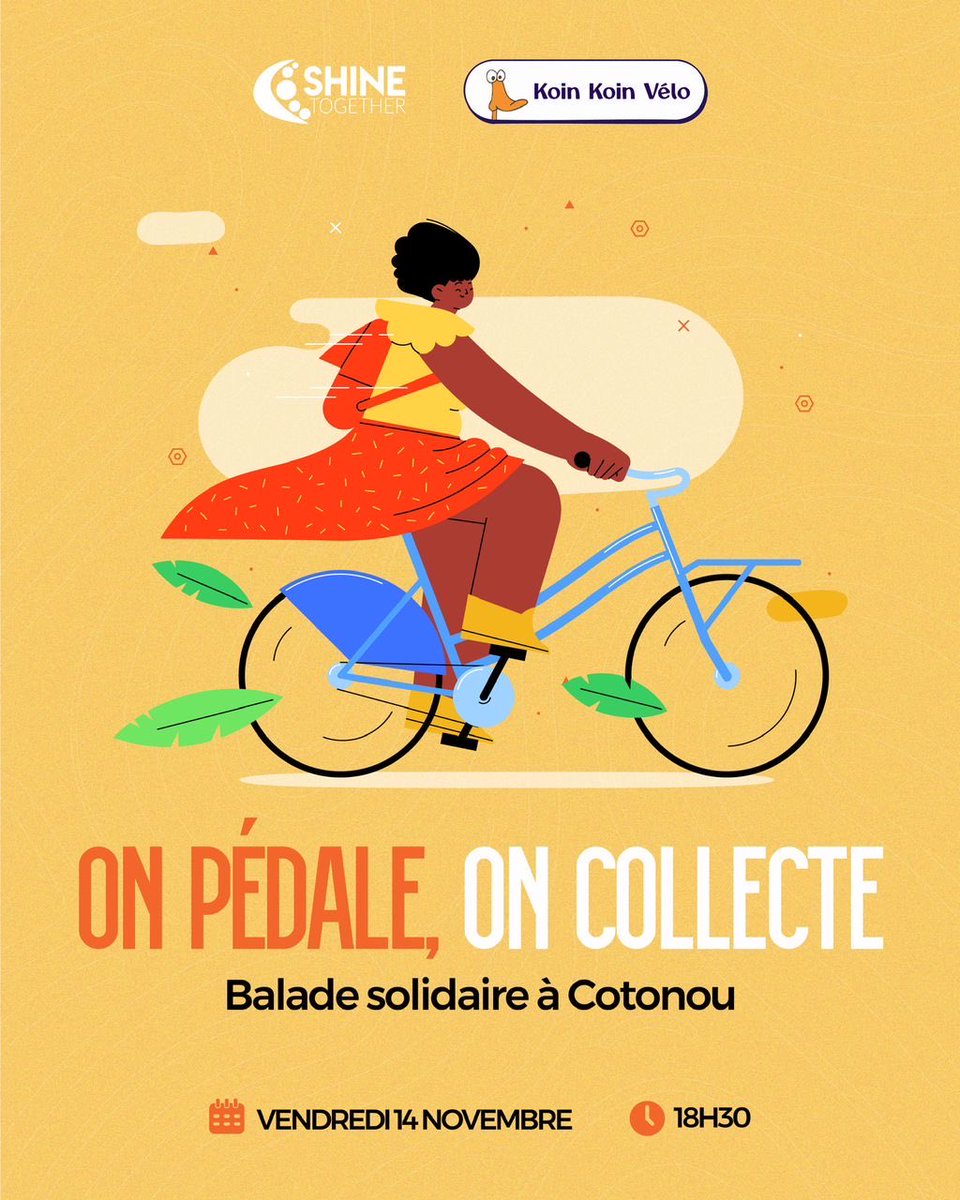 Dans le cadre de notre campagne de collecte de vêtements pour l'hôpital psychiatrique de Zébé-Aneho, nous nous associons à KoinKoin Vélo pour une balade solidaire inédite à Cotonou !

🗓️ Vendredi 14 novembre 2025 🕕 18h30

👉 Inscription : koinkoinvelo.com/balade/solidar…