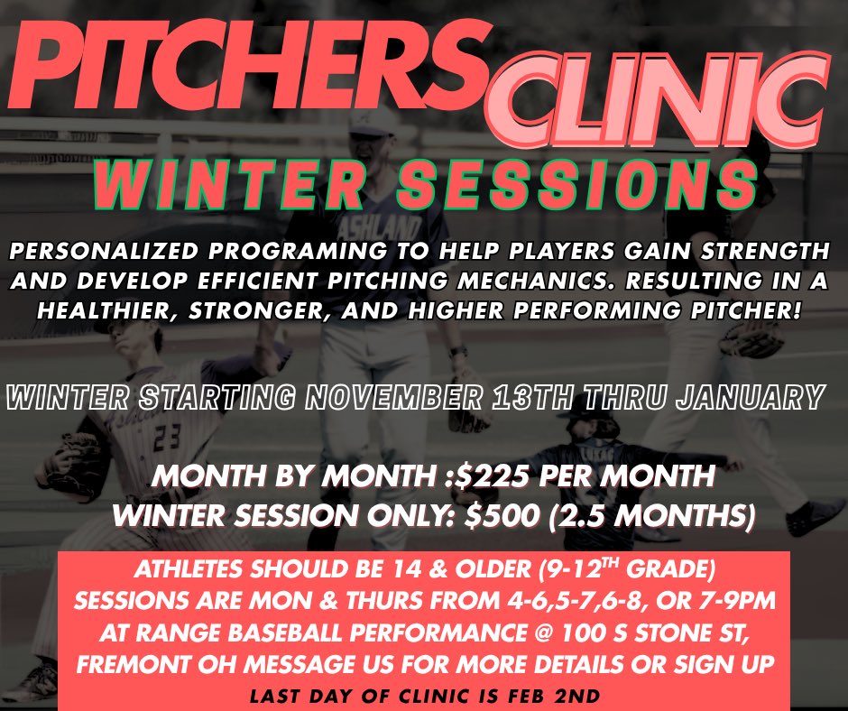 RangeBaseball's tweet image. Couple of spots remaining in our Winter Pitchers Clinic Session. 

Link to Register forms.gle/ixoExgsS76kxd1…