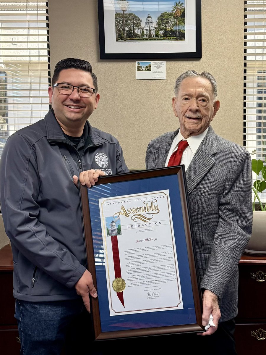 On this Veteran’s Day I am honored to recognize Stuart McIntyre of Fair Oaks as the 2025 Veteran of the Year for California’s 7th Assembly District.

A true American hero‚ Stuart’s story embodies courage‚ service‚ and an enduring love for country. Born and raised in Walla Walla‚
