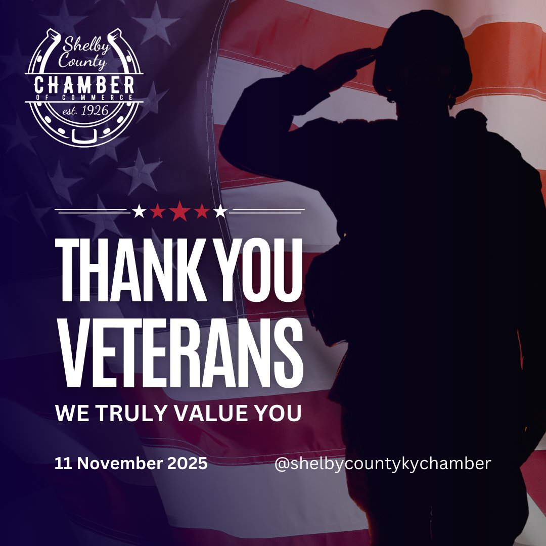 ❤️🤍💙 The Shelby County Chamber of Commerce honors all veterans today. Thank you for your service, sacrifice, and dedication to our country. 🙏🎖️❤️🤍💙 #VeteransDay #ShelbyCounty #ThankYouVeterans #HonorAndRespect