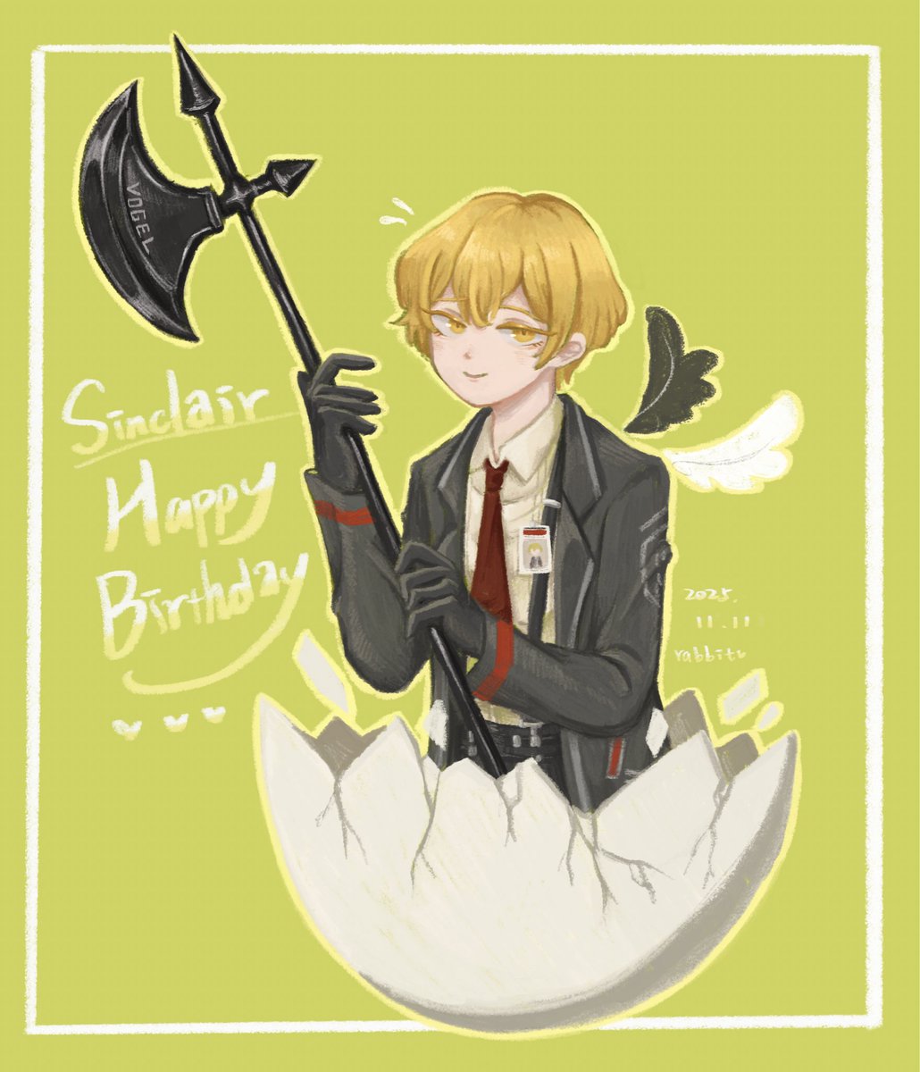 applerabbit1020's tweet photo. *･゜ﾟ･* 2025.11.11 *･゜ﾟ･* 
Wish you happy, little bird.🐣

Happy Birthday Sinclair!!

辛克萊寶貝生日快樂！！
(雖然遲了((

#LimbusCompany #Limbus_Company #sinclair #lcb11 https://t.co/b36KHvNiUP