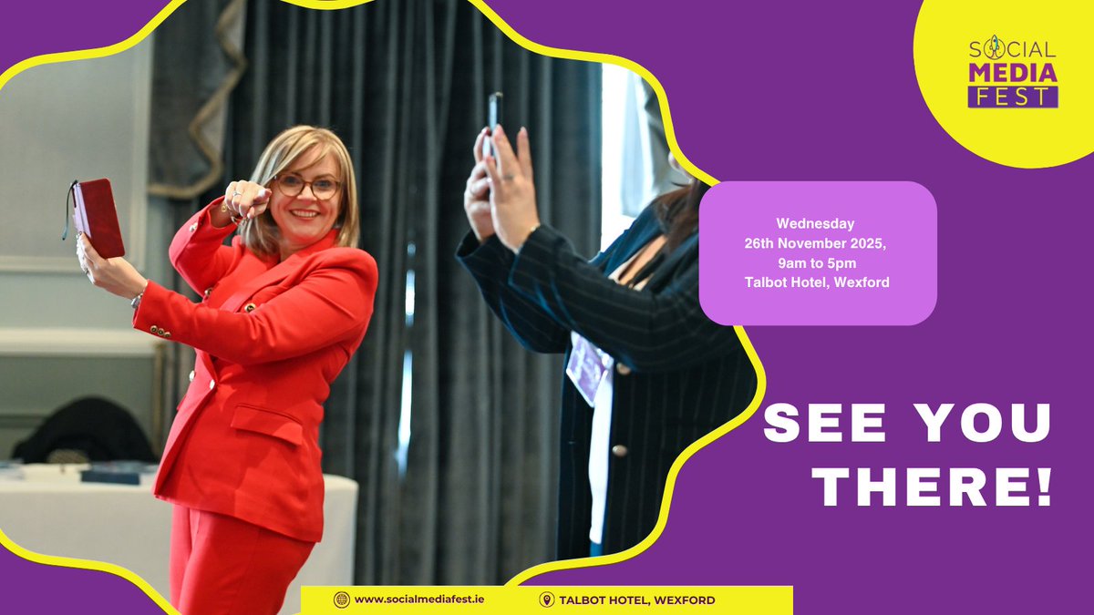 Sigh.....do you remember the time when you could post something and people would repost or like etc? It's so different here. Makes me sad. 
My #socialmediafest event on the 26th of November is in #Wexford it's a social media event for business owners and they always love it.