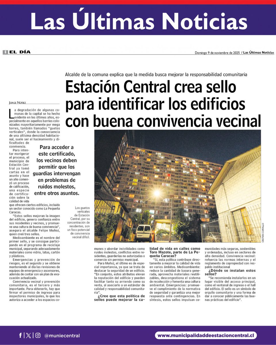 Dimos un paso importante con el Sello Comunidad Vertical, que reconoce a los edificios comprometidos con el barrio, el reciclaje y la buena convivencia 🌱🏢
Conversé con @lungram sobre su importancia. Les comparto la nota aquí 👉🏻 📰 #LaEstaciónAvanza