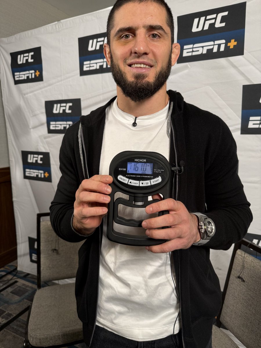 AliAbdelaziz00's tweet image. @MAKHACHEVMMA just broke Khalil Roundtree’s ESPN Grip Strength record, the previous record was 157, the new record is now 161.