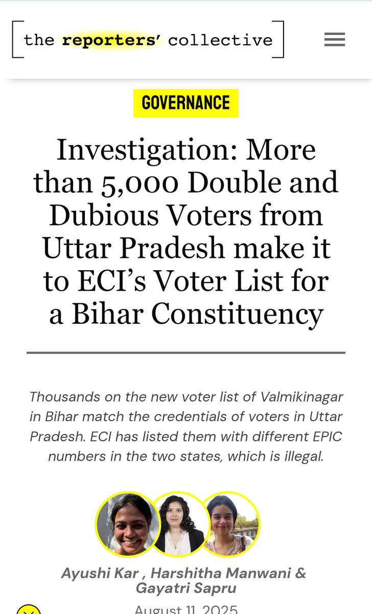 kkjourno's tweet image. बिहार की सिर्फ एक विधानसभा की वोटर लिस्ट में 5000 लोग यूपी के पाए गए। इस पर कोई स्पष्टीकरण आया? 

ये 5000 लोग यूपी के भी वोटर हैं और बिहार में भी, और दोनों जगह इनके EPIC नंबर अलग हैं। यह सिर्फ एक क्षेत्र का इन्वेस्टीगेशन था। पूरे प्रदेश में कितने होंगे? 

दिल्ली, उत्तराखंड और…